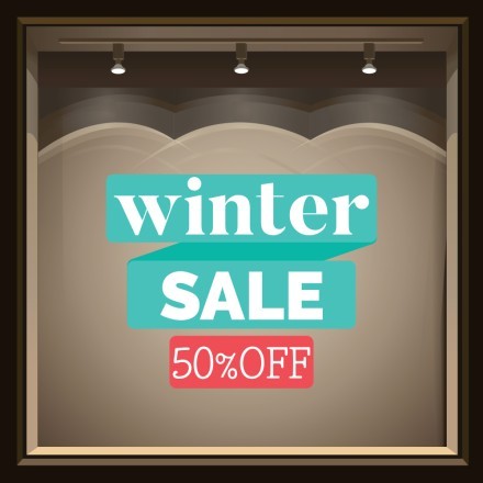 Winter Sale 50% Off red-blue Αυτοκόλλητο Βιτρίνας